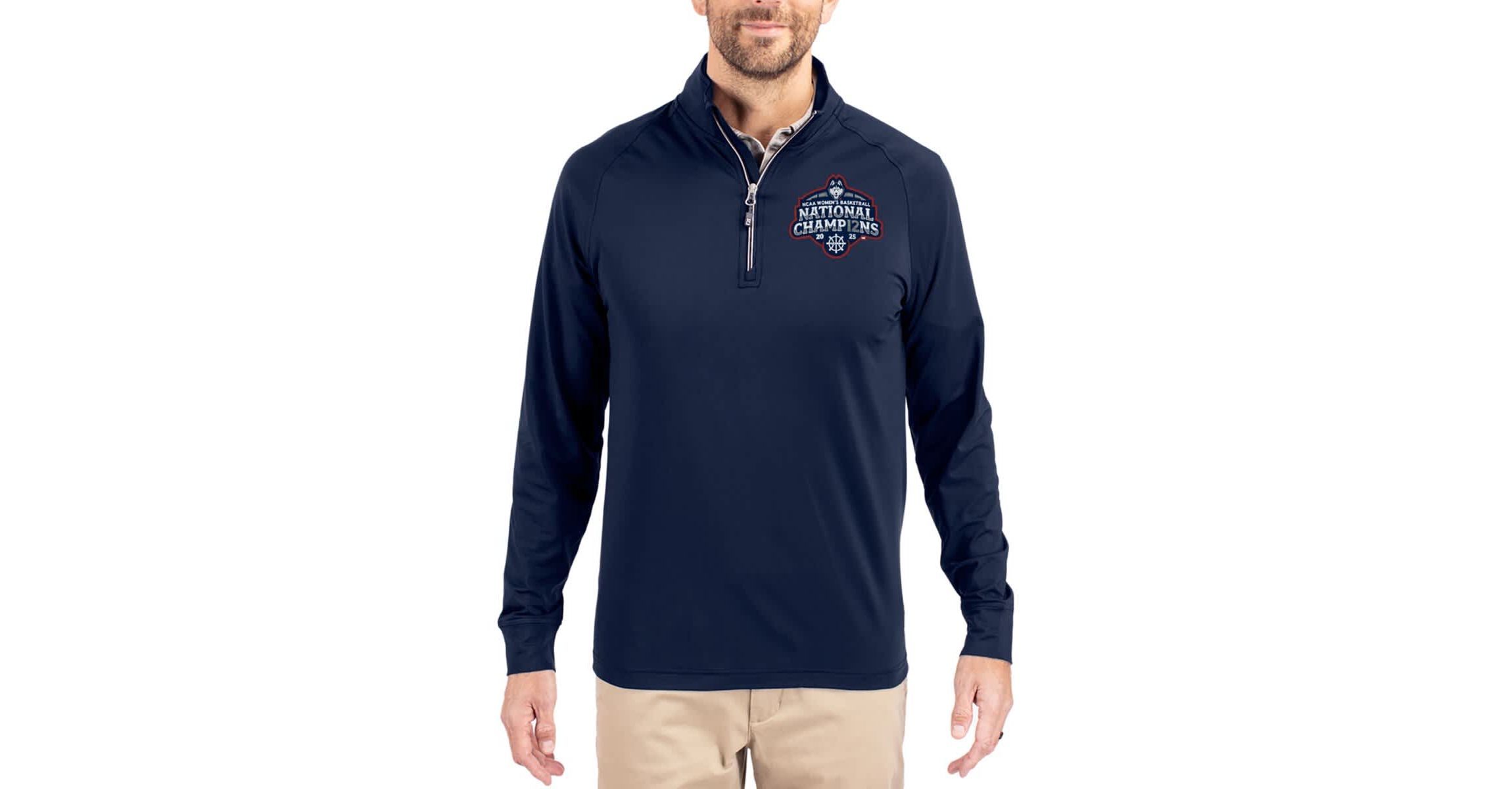 Connecticut Huskies NCAA UConn Huskies 2025 NCAA Basketball National s Adapt Eco Knit Stretch Quarter-Zip Pullover