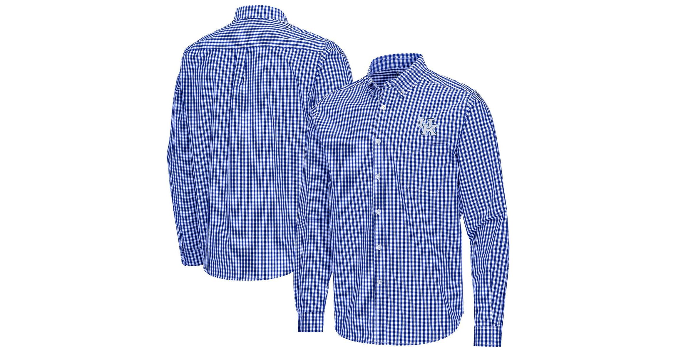 NCAA Kentucky Wildcats Ellis Woven Tri-Blend Long Sleeve Button-Down Shirt
