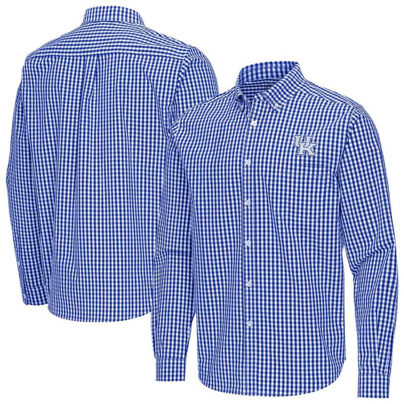NCAA Kentucky Wildcats Ellis Woven Tri-Blend Long Sleeve Button-Down Shirt