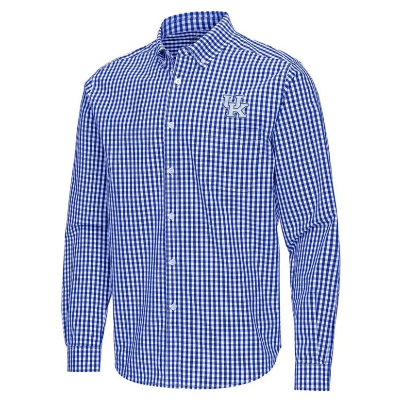 NCAA Kentucky Wildcats Ellis Woven Tri-Blend Long Sleeve Button-Down Shirt
