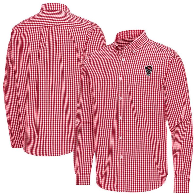 NCAA NC State Wolfpack Ellis Woven Tri-Blend Long Sleeve Button-Down Shirt