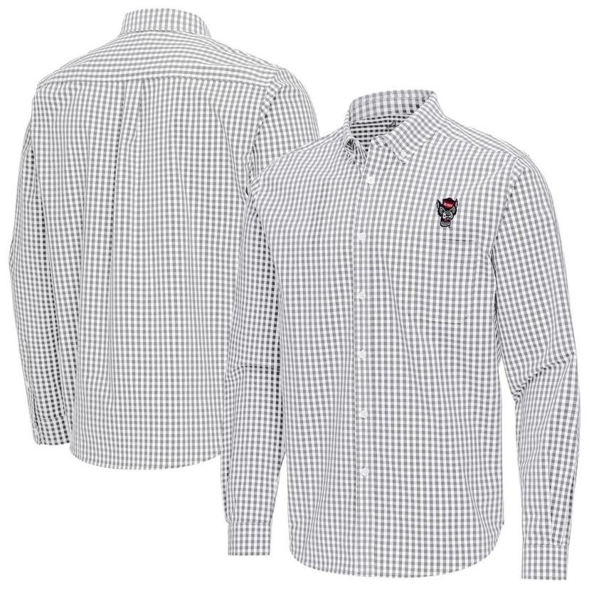 NCAA NC State Wolfpack Ellis Woven Tri-Blend Long Sleeve Button-Down Shirt