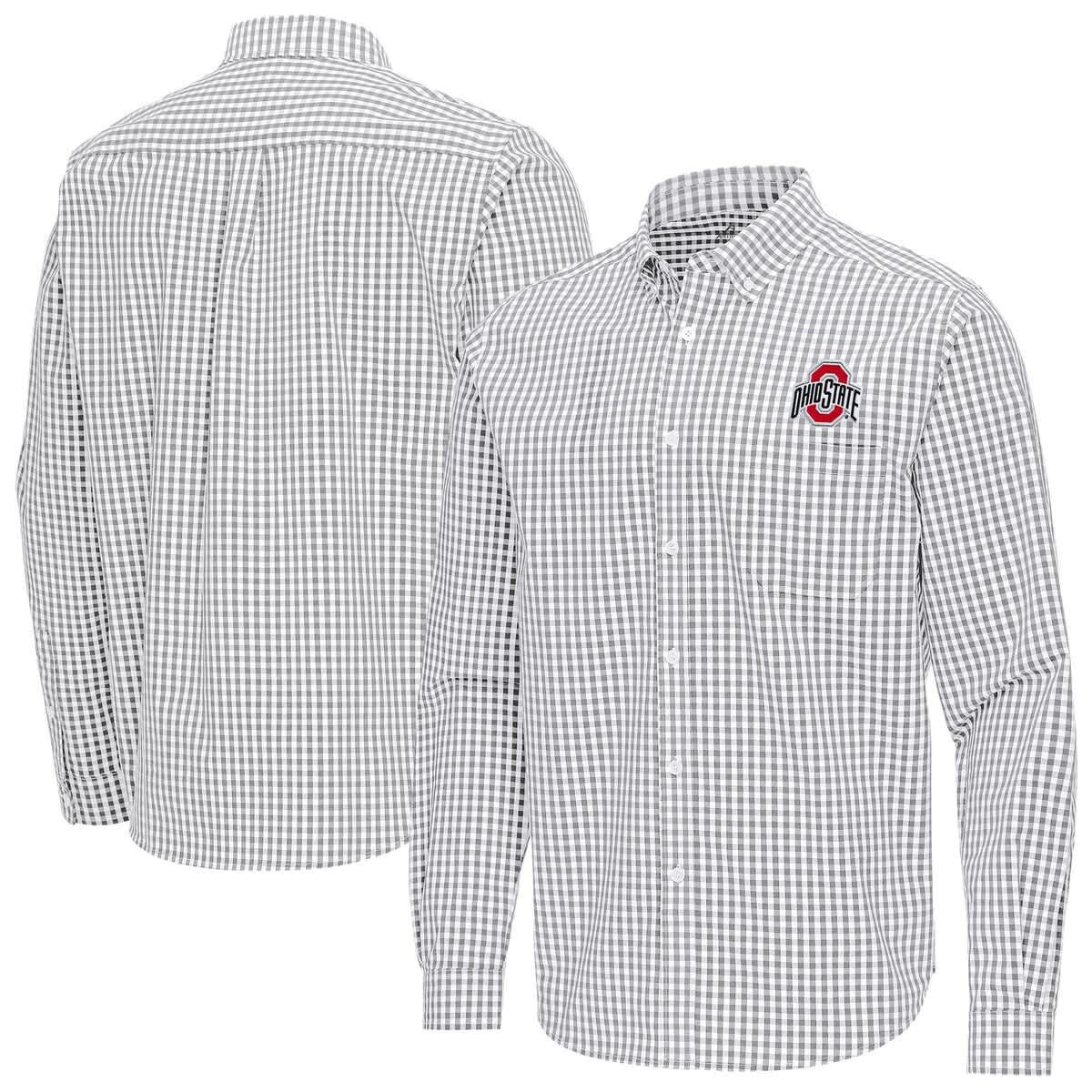NCAA Ohio State Buckeyes Ellis Woven Tri-Blend Long Sleeve Button-Down Shirt