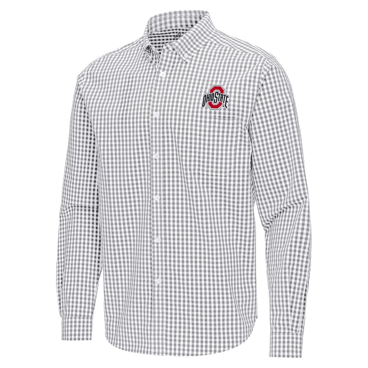 NCAA Ohio State Buckeyes Ellis Woven Tri-Blend Long Sleeve Button-Down Shirt