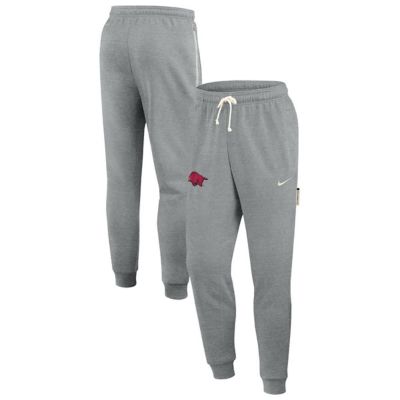 Men's NCAA Nike Heather Arkansas Razorbacks 2025 Sideline Standard Issue Dri-FIT Taper Sweatpants, Gray, Small