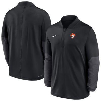 Men's NCAA Nike Oklahoma State Cowboys Dri-FIT Half-Zip Pullover, Black, Large