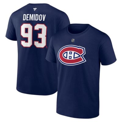 Men's NHL Fanatics Ivan Demidov Montreal Canadiens Authentic Stack Name & Number T-Shirt, Navy Blue, 2XL