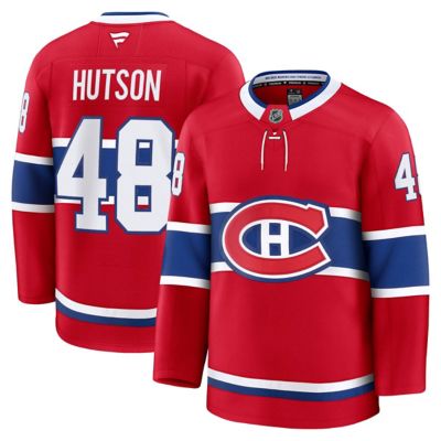Men's NHL Fanatics Lane Hutson Montreal Canadiens Home Premium Jersey, Red