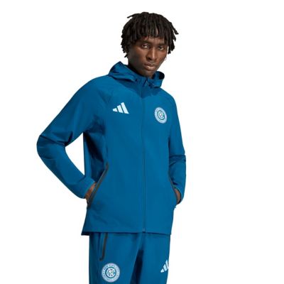 adidas Men's MLS New York City FC Tiro Travel Full-Zip Hooded Windbreaker