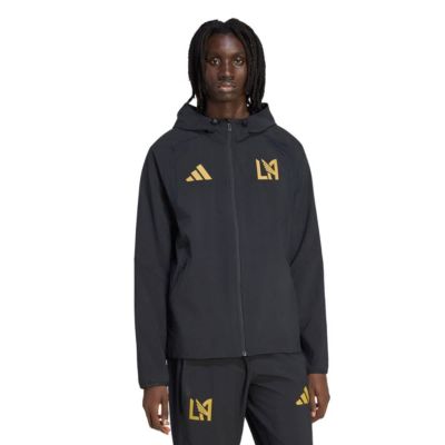 adidas Men's MLS LAFC Tiro Travel Full-Zip Hooded Windbreaker, Black, Medium