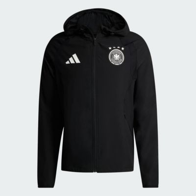 adidas Men's Soccer National Teams Germany National Team 2026 Tiro Travel Raglan Full-Zip Windbreaker Hoodie, Black, XL