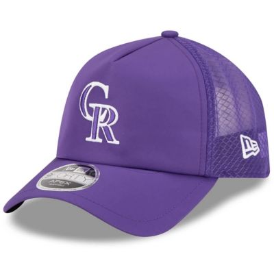 New Era Men's MLB Colorado Rockies 2026 Batting Practice Apex 9FORTY Adjustable Trucker Hat, Purple