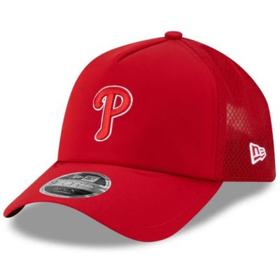New Era Men's MLB Philadelphia Phillies 2026 Batting Practice Apex 9FORTY Adjustable Trucker Hat, Red