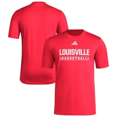adidas Men's NCAA Louisville Cardinals Locker On-Court Basketball Pre-Game T-Shirt, Red, 2XL