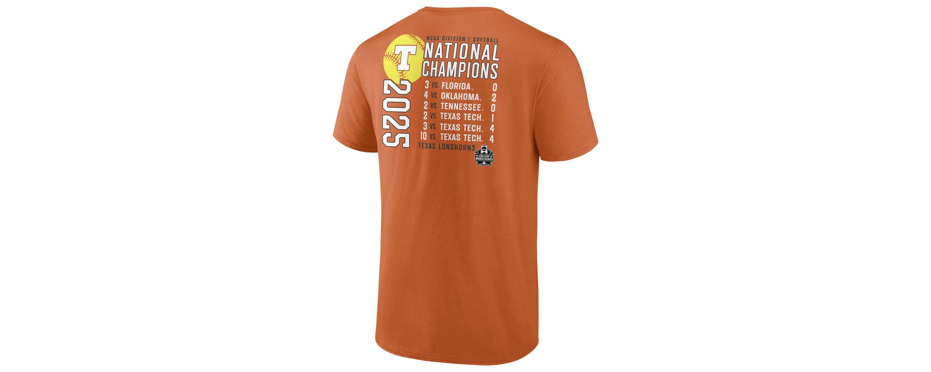 NCAA Fanatics Texas Texas Longhorns 2025 NCAA Softball NCAA World Series s Schedule T-Shirt