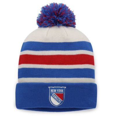 Men's NHL Fanatics Cream/Blue New York Rangers 2026 NHL Winter Classic Cuffed Pom Knit Hat
