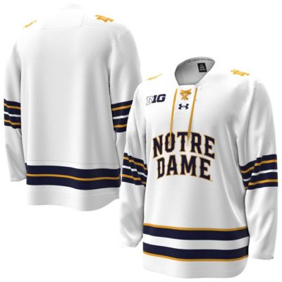 Men's NCAA Under Armour Notre Dame Fighting Irish Home Replica Hockey Jersey, White, Small