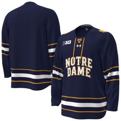 Men's NCAA Under Armour Notre Dame Fighting Irish Replica Hockey Jersey, Navy Blue, Small