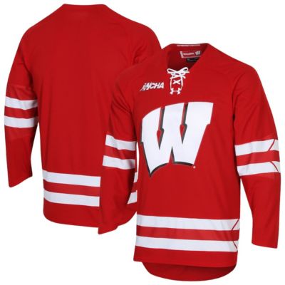Mens NCAA Under Armour Wisconsin Badgers Replica Hockey Jersey