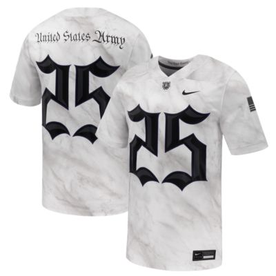 Men's Army Black Knights NCAA Nike #25 Army Knights Army 250 Collection Game Football Jersey, White, Medium