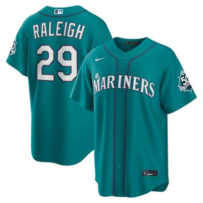 Men's MLB Nike Cal Raleigh Seattle Mariners Alternate 50th Season Patch Stadium Jersey