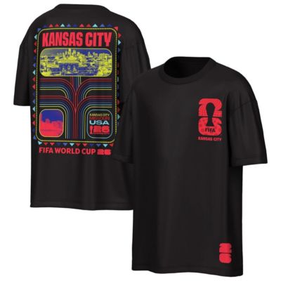 Outerstuff Men's Soccer National Teams 2026 FIFA World Cup Kansas City Host City Local Oversized T-Shirt, Black, Small