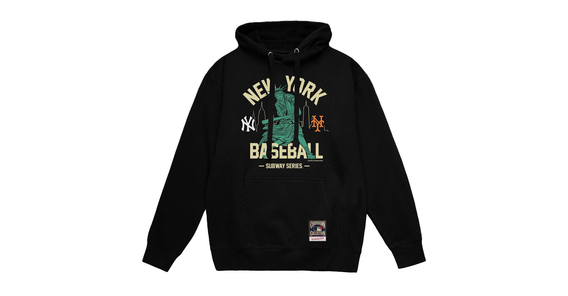 Multi-Team MLB New York Yankees vs. New York Mets Subway Series Swinging Liberty Pullover Hoodie
