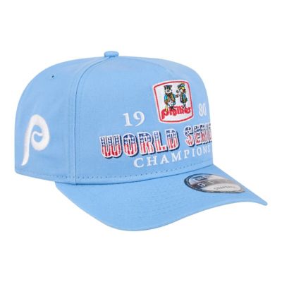 New Era Men's MLB Light Philadelphia Phillies 1980 World Series s Throwback 9FIFTY A-Frame Snapback Hat, Light Blue