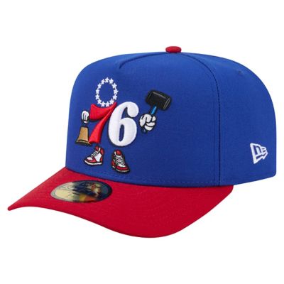 New Era Men's NBA Philadelphia 76ers Injection Cartoon Logo A-Frame 59FIFTY Fitted Hat