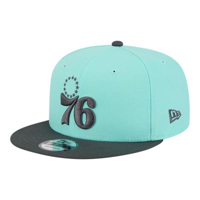 New Era Men's NBA Turquoise/Charcoal Philadelphia 76ers Color Pack Two-Tone 9FIFTY Snapback Hat, Turquoise
