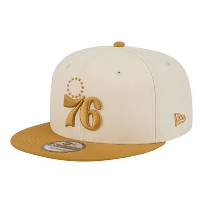 New Era Men's NBA Cream/Tan Philadelphia 76ers Two-Tone Color Pack 9FIFTY Snapback Hat