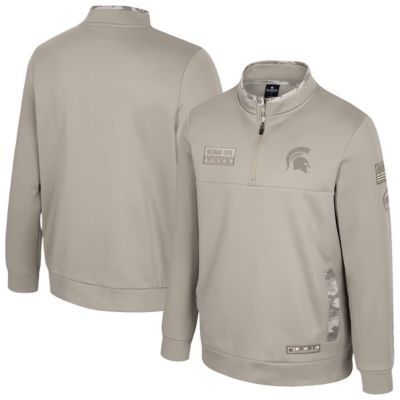 Colosseum Men's NCAA Michigan State Spartans Operation Hat Trick Battalion Quarter-Zip Pullover, Large