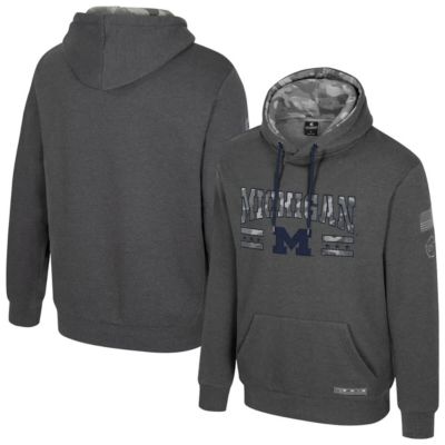 Colosseum Men's NCAA Michigan Wolverines Operation Hat Trick Squad Hoodie, Grey, Medium