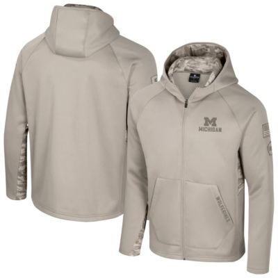 Colosseum Men's NCAA Michigan Wolverines Operation Hat Trick Battalion Raglan Fleece Hoodie, Medium