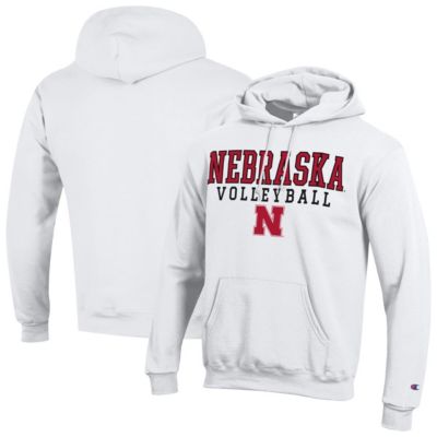 Champion Men's NCAA Nebraska Huskers Volleyball Stack Powerblend Hoodie, White, 2XL