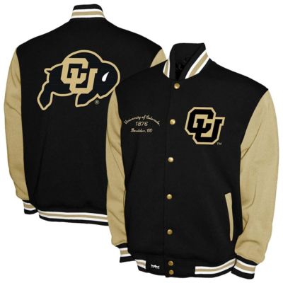 Men's NCAA Franchise Club Colorado Buffaloes Fleece Varsity Full-Snap Jacket, Black, 3XL