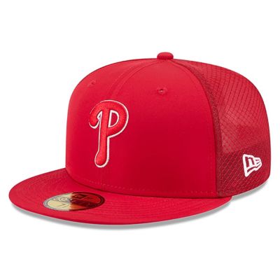New Era Men's MLB Philadelphia Phillies 2026 Batting Practice 59FIFTY Fitted Hat, Red, 7 5/8