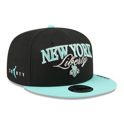 New Era WNBA Unisex Black/Mint New York Liberty WNBA Tip-Off 2026 Metal Badge A-Frame 9FIFTY Snapback Hat, Black
