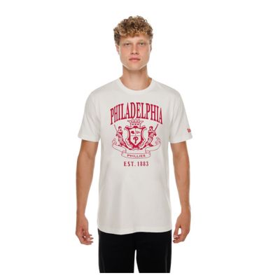 New Era Men's MLB Beige Philadelphia Phillies Lifestyle Coat of Arms Flocking T-Shirt, XL