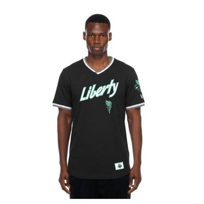 New Era WNBA Unisex New York Liberty Sport Classics Capsule V-Neck Fashion Jersey, Black, XL
