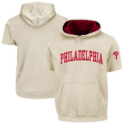 Men's MLB Fanatics Cream/Red Philadelphia Phillies Big & Tall Contrast Short Sleeve Hoodie, 4XL Tall