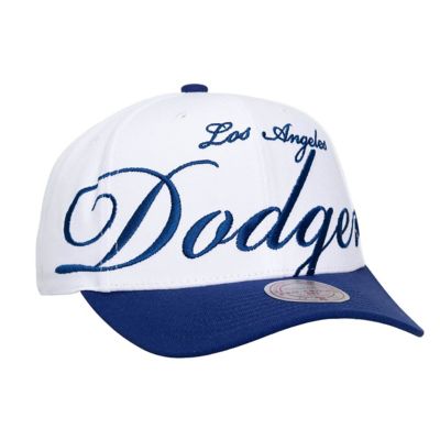 Mitchell & Ness MLB Unisex White/Royal Los Angeles Dodgers XL Script Pro Crown Adjustable Hat, White