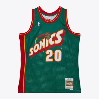 Mitchell & Ness Men's Hardwood Classic Teams Gary Payton Kelly Seattle SuperSonics 1995/96 Hardwood Classics Swingman Jersey