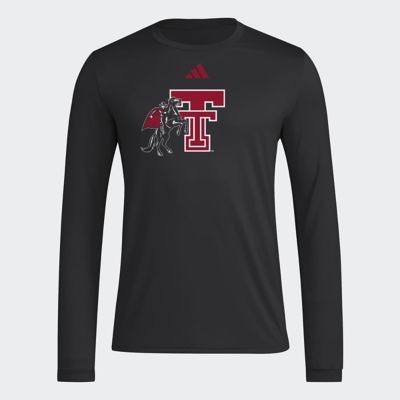 adidas Men's Texas Tech Red Raiders NCAA Texas Tech Raiders Primary Locker Logo Pre-Game Long Sleeve T-Shirt, Black, 2XL