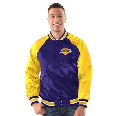Starter Men's NBA Purple/Gold Los Angeles Lakers Inductee Raglan Full-Snap Varsity Jacket