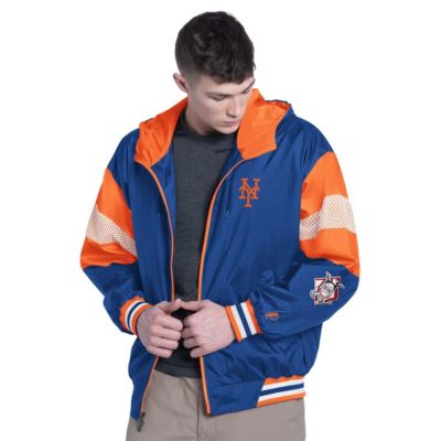 Men's MLB Pro Player Royal/Orange New York Mets Legacy Lightweight Full-Zip Hooded Jacket
