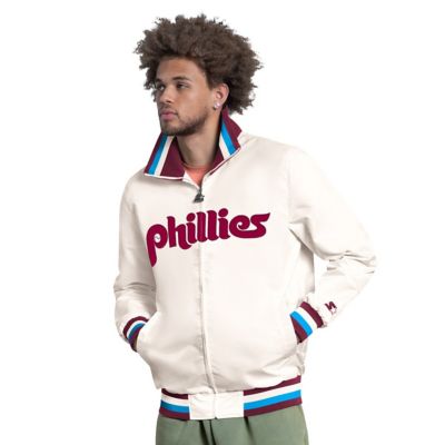Starter Men's MLB Philadelphia Phillies The Captain Cooperstown Logo Full-Zip Varsity Jacket
