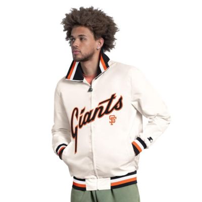 Starter Men's MLB San Francisco Giants The Captain Cooperstown Logo Full-Zip Varsity Jacket, White, 4XL