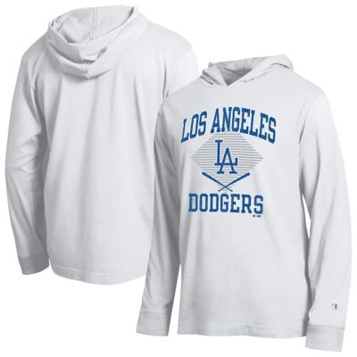 Champion Men's MLB Los Angeles Dodgers Cooperstown Hooded Long-Sleeve T-Shirt, White, Large