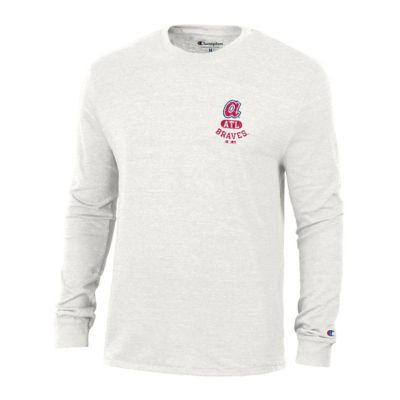 Champion Men's MLB Atlanta Braves Cooperstown Winning Tradition Tri-Blend Long Sleeve T-Shirt, White, 2XL